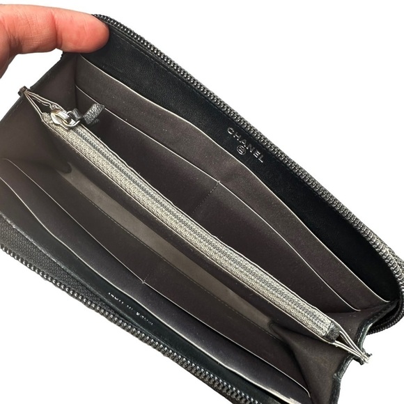 Authentic CHANEL Precious Symbols Black Patent Quilted Leather Zippy Wallet - Picture 10 of 16